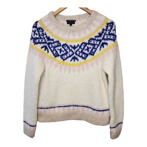 J Crew Hand knit Fair Isle Alpaca Wool Sweater Size Medium